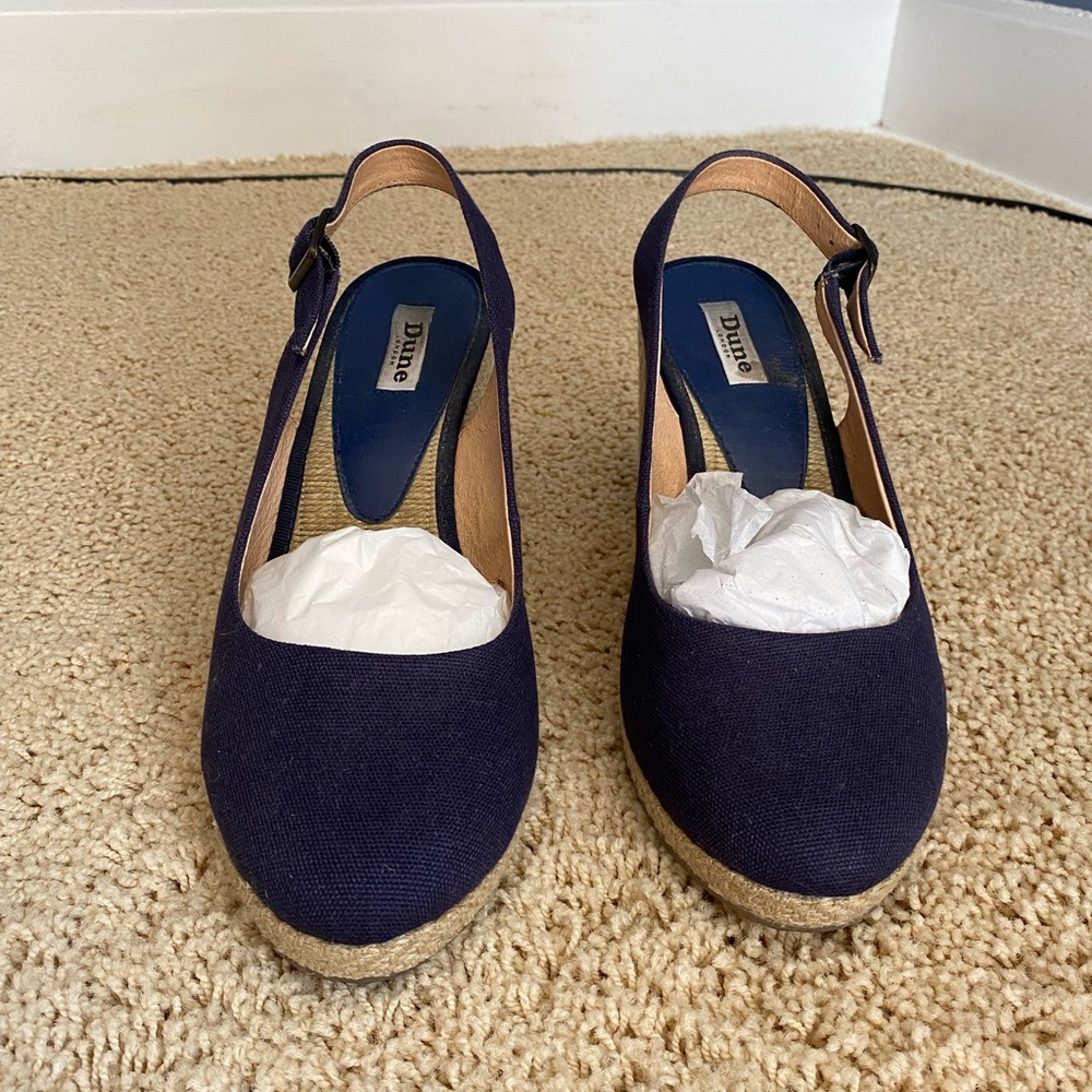 Dune Karley Wedges Heels Navy ASO Kate Middleton